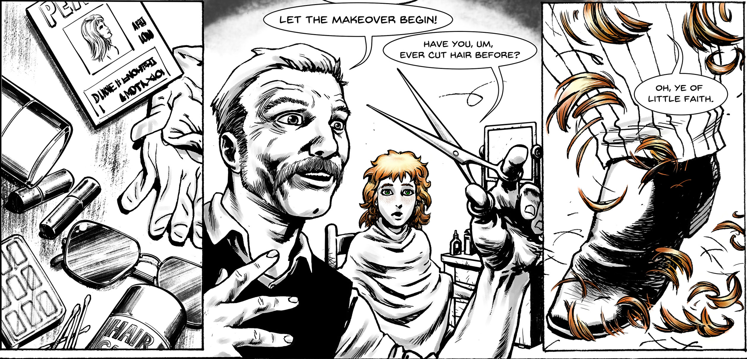 A section from the graphic novel of Forget me Knot by Avril Silk