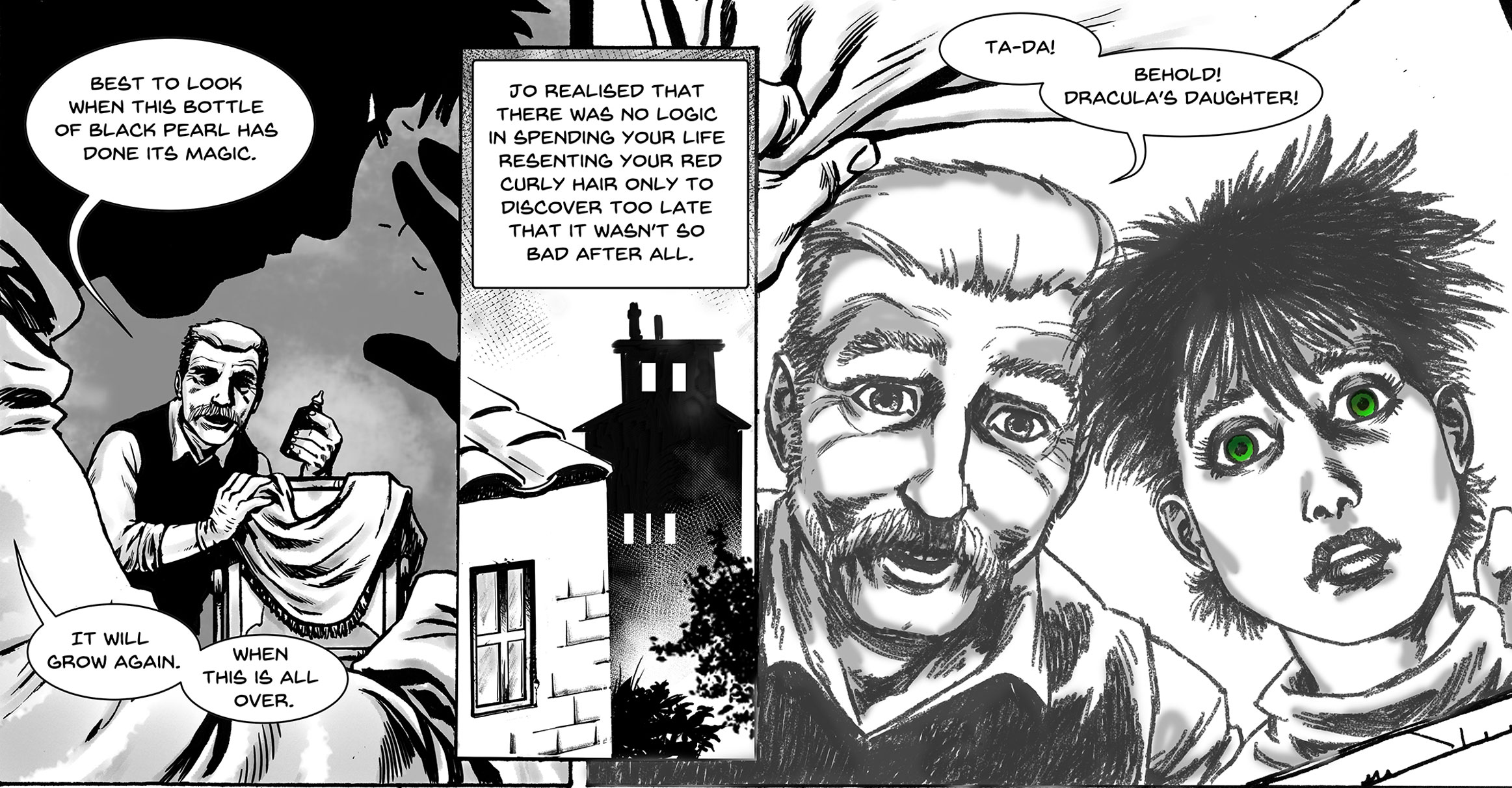A section from the graphic novel of Forget me Knot by Avril Silk